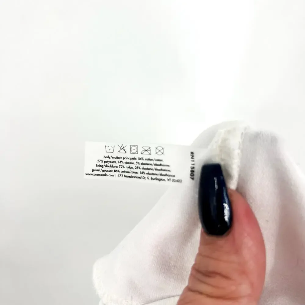 Commando Do It All White Square-Neck Denim Bodysuit